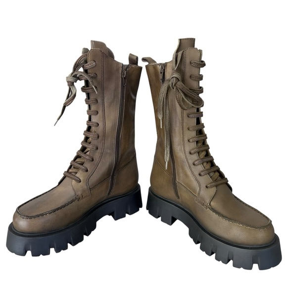 Free People Jones Lug Sole Lace Up Boots Green Size 9 NWOT - Picture 10 of 14